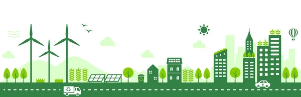 Smart Ecology City Vector Illustration — Stock vektor