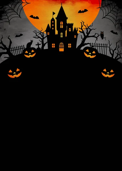 Happy Halloween Silhouette Vector Illustration Poster Flyer Template Etc Text —  Vetores de Stock