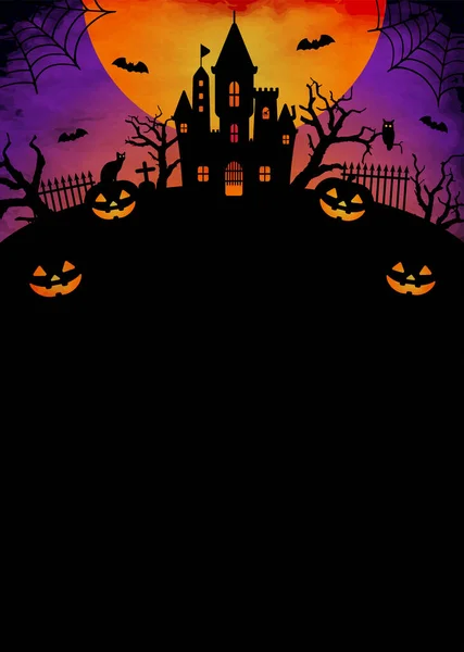 Happy Halloween Silhouette Vector Illustration Poster Flyer Template Etc Text — 图库矢量图片