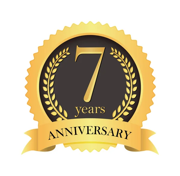 Golden Anniversary Medal Icon 7Th Anniversary — Stock Vector