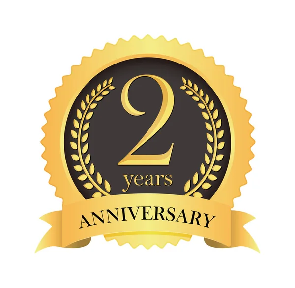 Golden Anniversary Medal Icon 2Nd Anniversary — Stock Vector