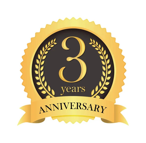 Golden Anniversary Medal Icon 3Rd Anniversary — 스톡 벡터