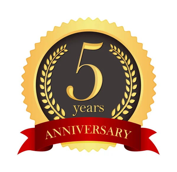 Golden Anniversary Medal Icon 5Th Anniversary — Wektor stockowy