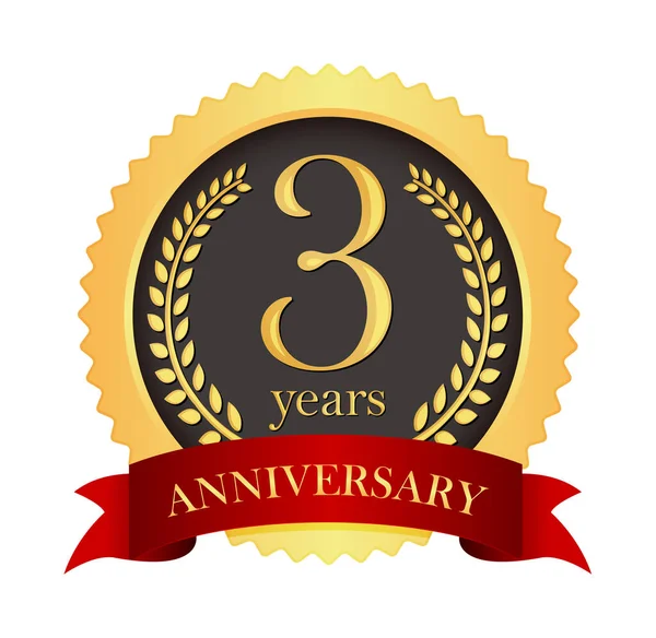 Golden Anniversary Medal Icon 3Rd Anniversary — Stock Vector