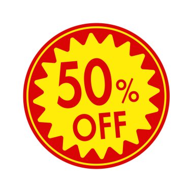 İndirimli etiket vektör illüstrasyonu: 124;% 50 indirimli
