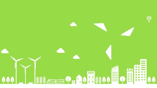 Smart Ecology City Illustration Animation Mp4 — Stok video