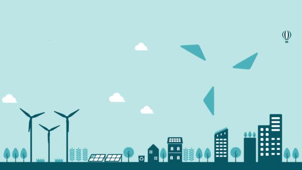 Smart Ecology City Illustration Animation Mp4 — Video Stock