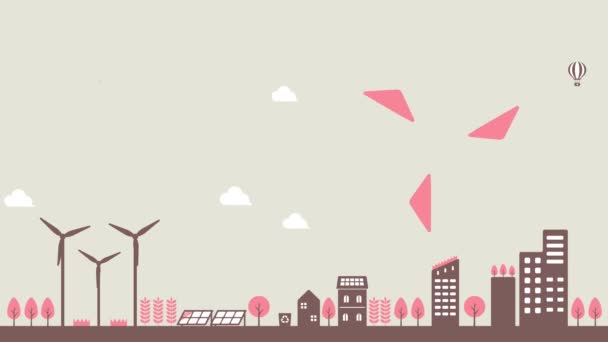 Smart Ecology City Illustration Animation Mp4 — Stok video