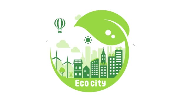 Smart Ecology City Illustration Animation Mp4 — Stock videók