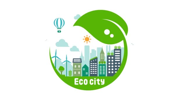 Smart Ecology City Illustration Animation Mp4 — Stok Video