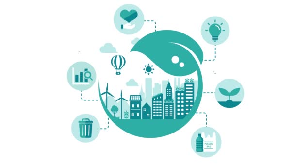 Smart Ecology City Illustration Animation Mp4 — Wideo stockowe