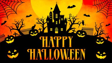 Happy halloween silhouette vector illustration for web banner etc.