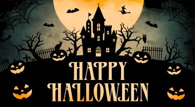 Happy halloween silhouette vector illustration for web banner etc.