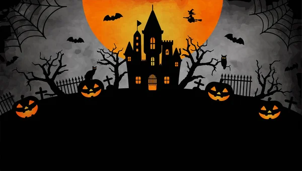 Happy Halloween Silhouette Vector Illustration Web Banner Etc Text Space — Wektor stockowy