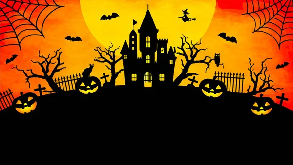 Happy Halloween Silhouette Vector Illustration Web Banner Etc Text Space — Archivo Imágenes Vectoriales