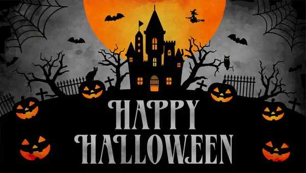 Happy Halloween Silhouette Vector Illustration Web Banner Etc — 스톡 벡터