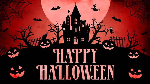 Happy Halloween Silhouette Vector Illustration Web Banner Etc — Stockvektor