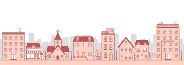 Современный Городской Пейзаж Векторная Иллюстрация Улиц Города — стоковый вектор