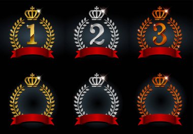 Madalya ikonu resim seti (Altın, Gümüş, Bronz)