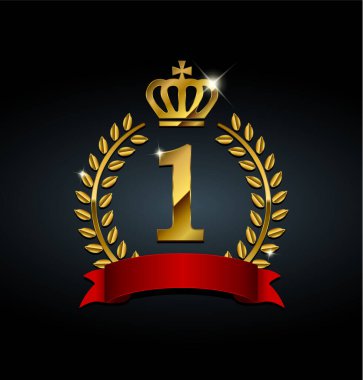 Çelenk çerçeve sıralama çizimi. Birinci (altın) 