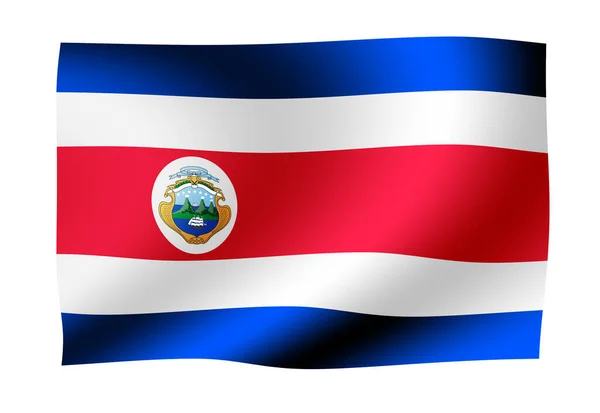 Κυματίζοντας Την Εθνική Σημαία Εικονογράφηση Κόστα Ρίκα — Φωτογραφία Αρχείου