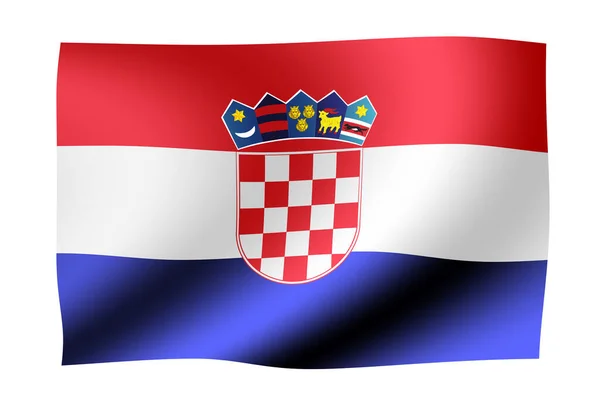 Κυματιστή Εθνική Σημαία Κροατία — Φωτογραφία Αρχείου
