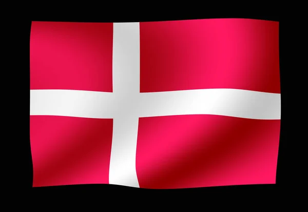 Ilustração Bandeira Nacional Acenando Dinamarca — Fotografia de Stock