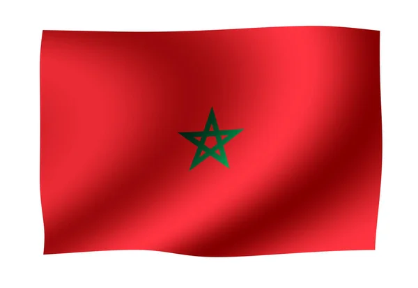 Waving National Flag Illustration Morocco — Stok Foto