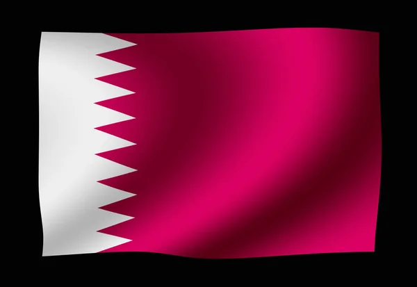 Viftande Nationell Flagga Illustration Qatar — Stockfoto