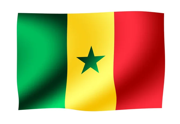 Das Schwenken Der Nationalflagge Senegal — Stockfoto