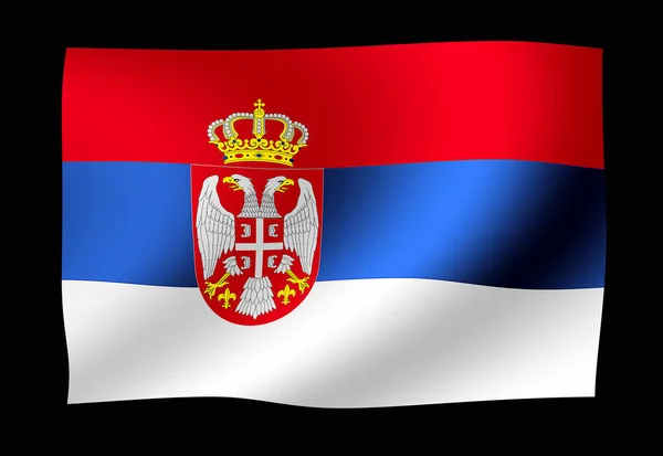 Κυματιστή Εθνική Σημαία Σερβία — Φωτογραφία Αρχείου