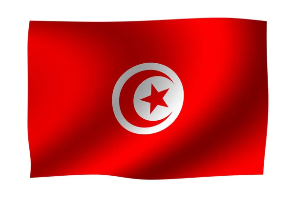 Lambaikan Ilustrasi Bendera Nasional Tunisia — Stok Foto