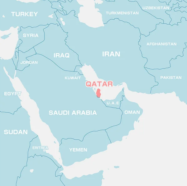 Mapa Znázorňující Blízký Východ Zaměřením Katar — Stockový vektor