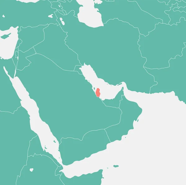 Иллюстрация Карты Ближнего Востока Акцентом Катар — стоковый вектор