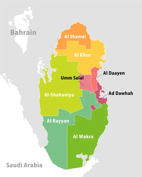 Obrázek Mapy Správních Divizí Kataru — Stockový vektor