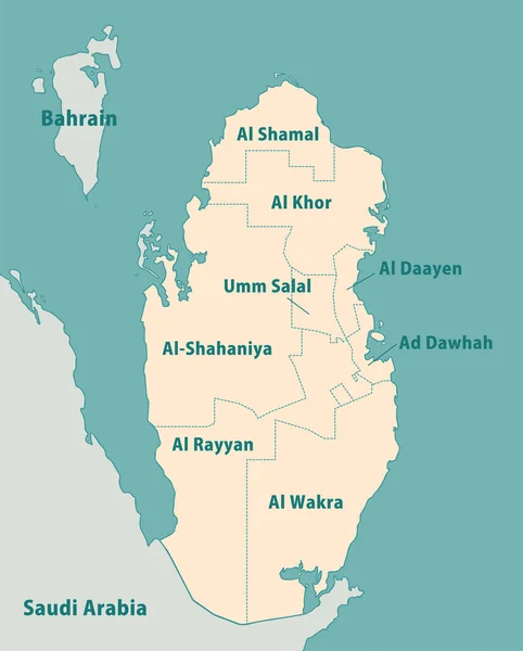 Qatar Divisions Administratives Illustration Carte — Image vectorielle