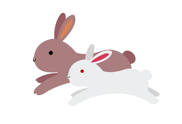 Running Rabbit Vector Illustration New Year Greeting Card Etc — Stock Vector