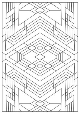 Yetişkinler için portre boyama sayfaları. Çizgi Sanatı tarzında soyut illüstrasyon. Elmasların geometrik bileşimi. Siyah ve beyaz desenler. EPS8 dosyası. Renk- # 380