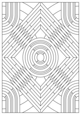 Yetişkinler için portre boyama sayfaları. Çizgi Sanatı tarzında soyut illüstrasyon. Dairesel geometrik bileşim. Siyah ve beyaz desenler. EPS8. Renk- # 384