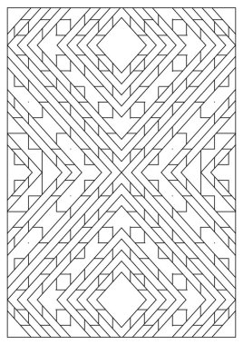 Yetişkinler için portre boyama sayfaları. Çizgi Sanatı tarzında soyut illüstrasyon. Geometrik bileşim. Siyah ve beyaz desenler. EPS8. Renk- # 373
