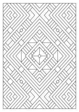 Yetişkinler için portre boyama sayfaları. Çizgi Sanatı tarzında soyut illüstrasyon. Geometrik bileşim. Siyah ve beyaz desenler. EPS8. Renk- # 364