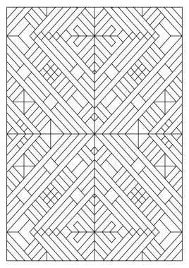 Yetişkinler için portre boyama sayfaları. Çizgi Sanatı tarzında soyut illüstrasyon. Geometrik bileşim. Siyah ve beyaz desenler. EPS8. Renk- # 366