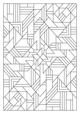 Yetişkinler için portre boyama sayfaları. Soyut illüstrasyon. Geometrik bileşim. Siyah ve beyaz desenler. EPS8 dosyası. Renk- # 339.