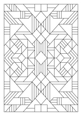 Yetişkinler için portre boyama sayfaları. Soyut illüstrasyon. Geometrik bileşim. Siyah ve beyaz desenler. EPS8 dosyası. Renk- # 339.