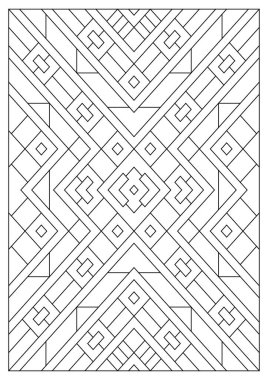 Yetişkinler için portre boyama sayfaları. Çizgi Sanatı tarzında soyut illüstrasyon. Geometrik bileşim. Siyah ve beyaz desenler. EPS8. Renk- # 372