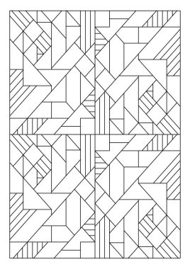 Yetişkinler için portre boyama sayfaları. Soyut illüstrasyon. Geometrik bileşim. Siyah ve beyaz desenler. EPS8 dosyası. Renk- # 340