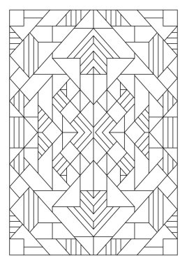Yetişkinler için portre boyama sayfaları. Soyut illüstrasyon. Geometrik bileşim. Siyah ve beyaz desenler. EPS8 dosyası. Renk- # 341