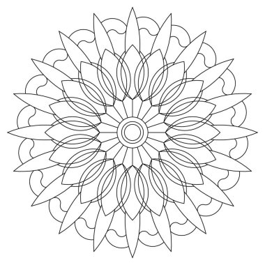 Mandala sanatı yetişkinler için basit boyama sayfaları. Soyut dairesel kompozisyon. Siyah ve beyaz desenler. Yeni başlayanlar için mandala desenleri. EPS8 dosyası. Renk- # 337