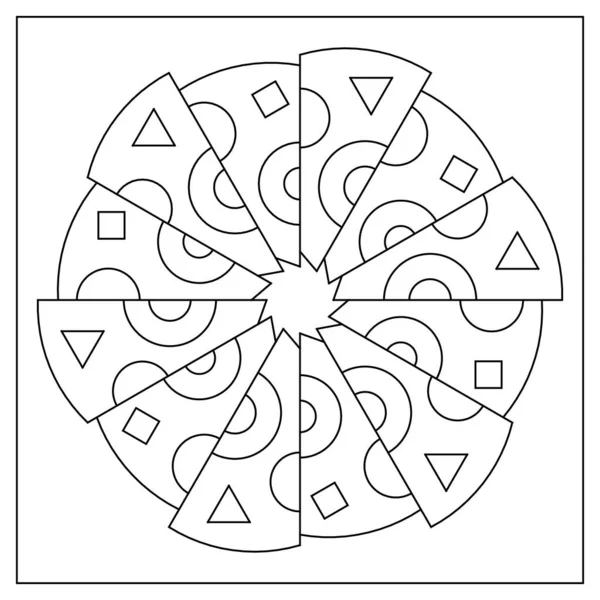 Простой Дизайн Цвете Легкая Раскраска Страниц Абстрактная Круговая Иллюстрация Геометрический — стоковый вектор