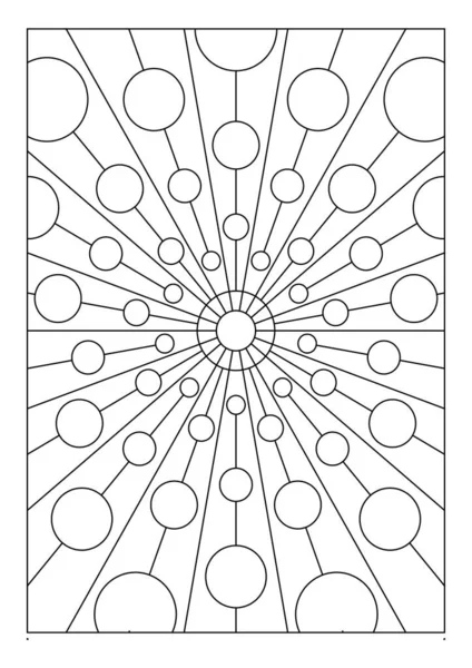 Yetişkinler için portre boyama sayfaları. Soyut güneş ışık yansıması yayar. Geometrik bileşim. Siyah ve beyaz desenler. EPS8 dosyası. Renk- # 350